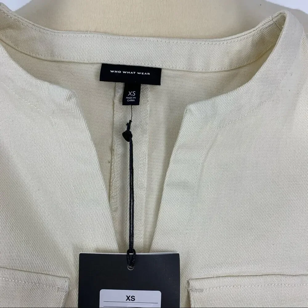 Who What Wear Cotton Sleeveless Dress Cream Women's Size XS NWT - Picture 5 of 6